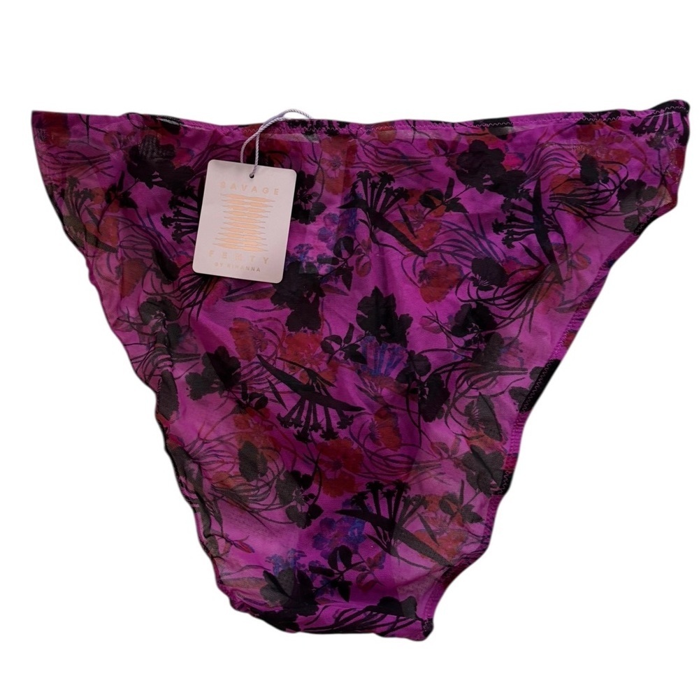 Savage X Fenty By Rhianna Purple Floral Mesh Hipster Panty Sz 2X NWT